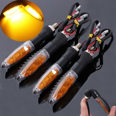 Front And Rear Amber Bendable Motorcycle Turn Signal Indicator Blinker Led Light Set